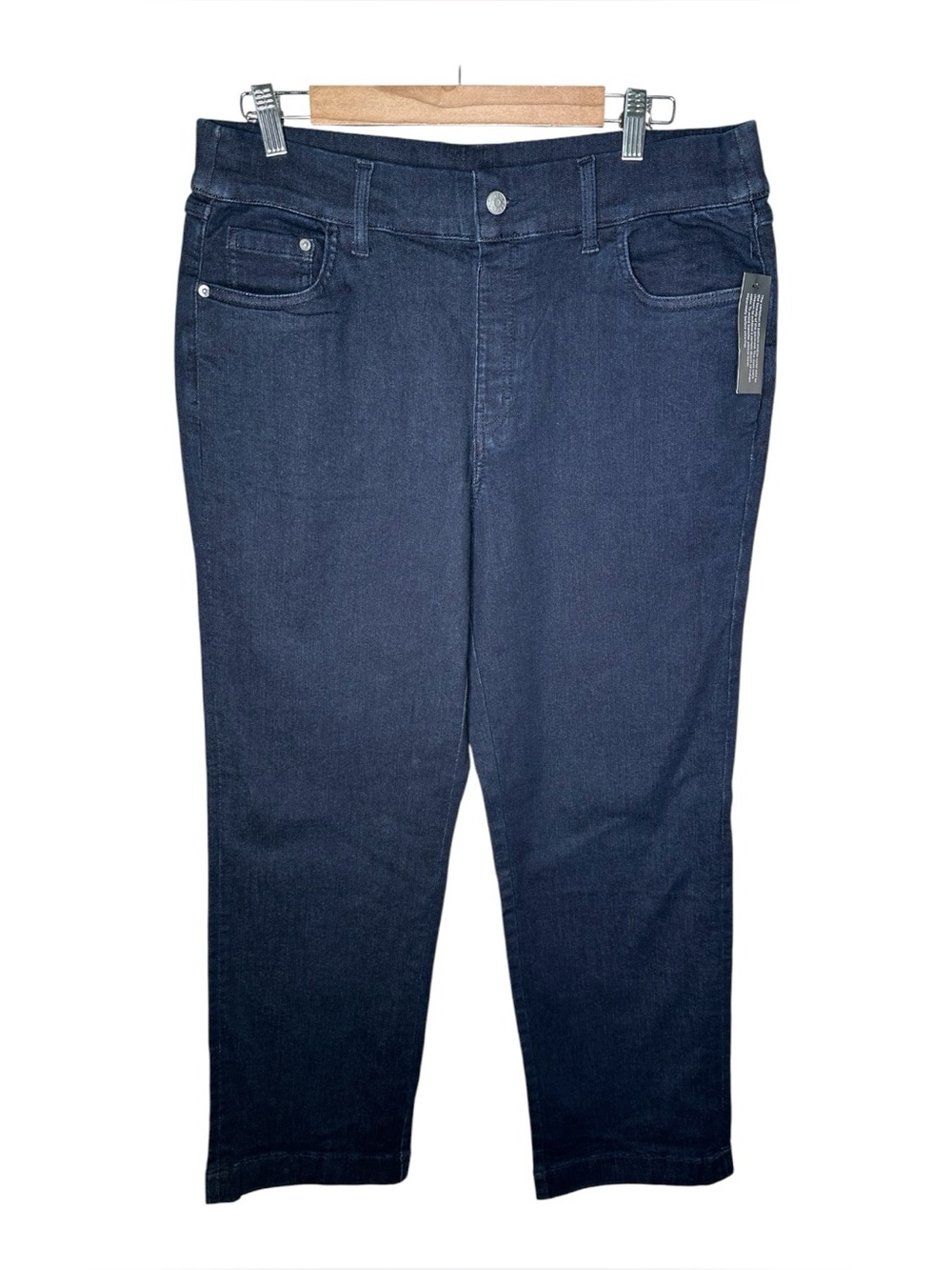 D & Co Denim & Company Straight Leg Pull On Cozy Stretch Jeans Size 16 New